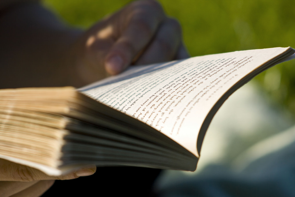 closeup of a book being read