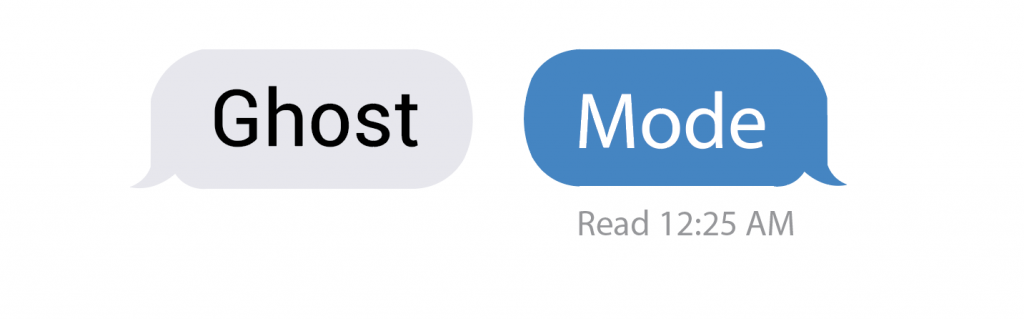 Text messages that read "Ghost" and "Mode"